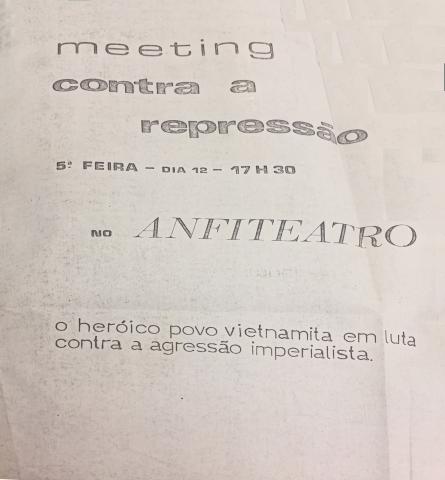 Convocatória para o "Meeting contra a repressão" (fotocópia da PIDE/DGS)