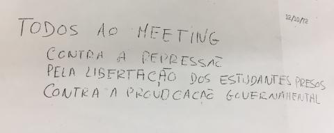 Excerto de convocatória para o "Meeting contra a repressão", 12-10-1972