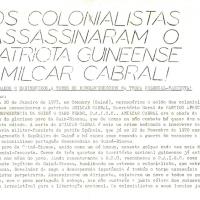 Primeira página do comunicado da Resistência Popular Anti-Colonial (RPA-C) pela morte de Amílcar Cabral