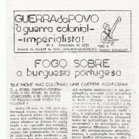 Primeira página do n.º 1 do Jornal do Comité de Luta Anti-Colonial (CLAC) com o título "Guerra do Povo à guerra colonial-imperialista"