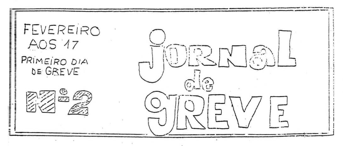 Cabeçalho do Jornal de Greve n. 2 ("primeiro dia de greve")